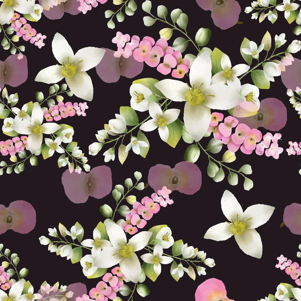 mooi bloemen handgetekend naadloos patroon vector