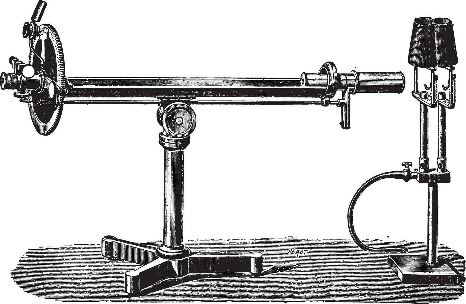 sacharimeter Bij schemering, wijnoogst gravure. vector