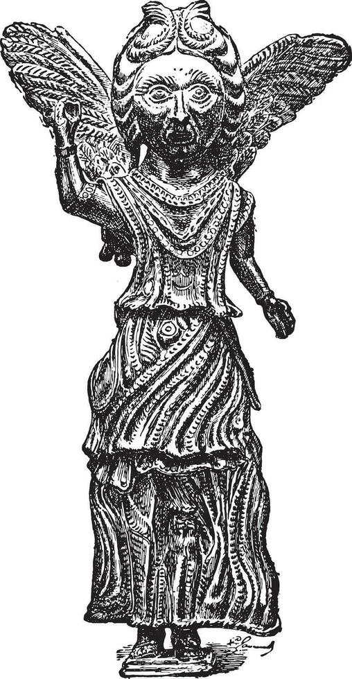 bronzen zesde eeuw, wijnoogst gravure. vector