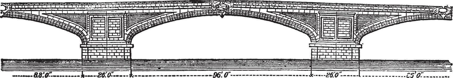 Ponte della drieling, wijnoogst illustratie. vector