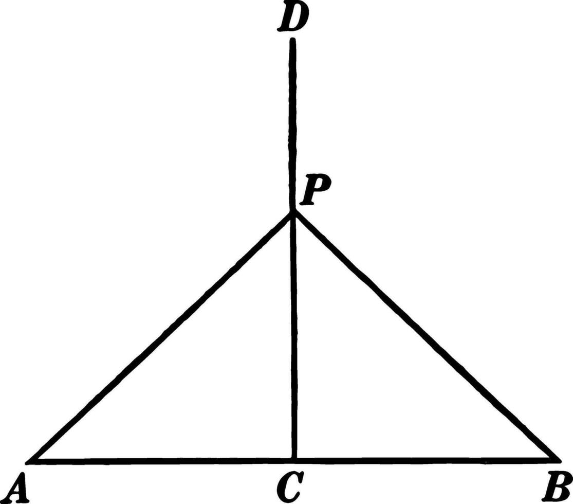 driehoek met loodrecht bissectrice wijnoogst illustratie. vector