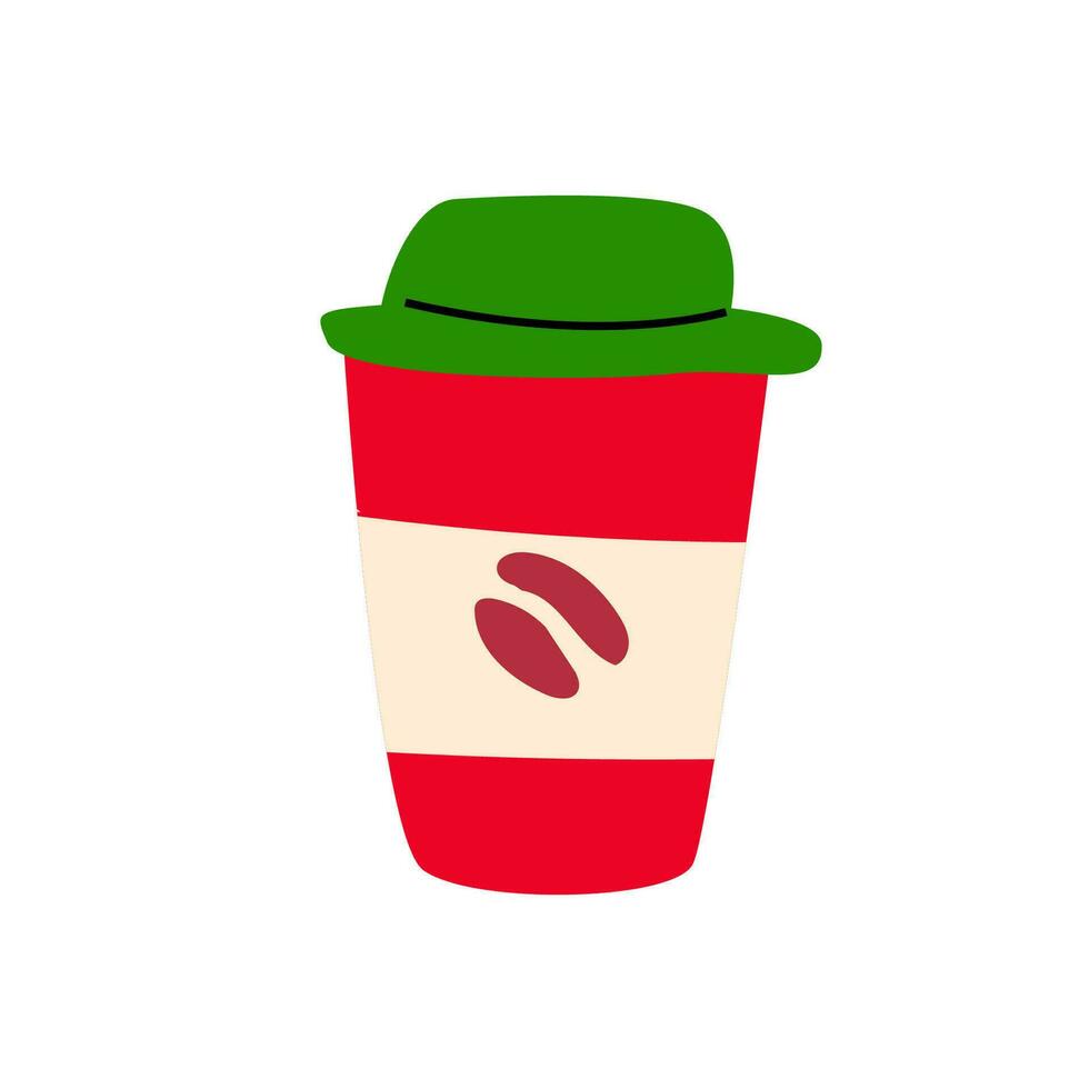 rood kop glas met koffie in tekenfilm stijl vector