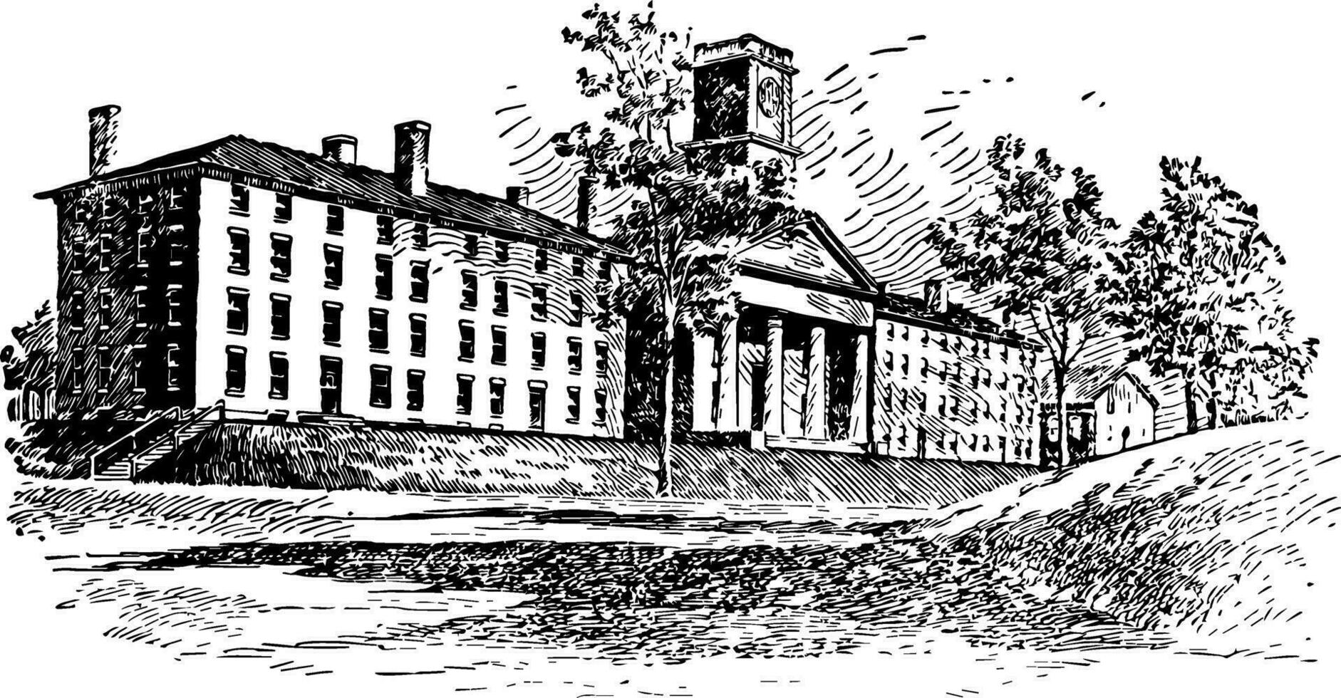 amherst college kapel en slaapzalen wijnoogst illustratie vector