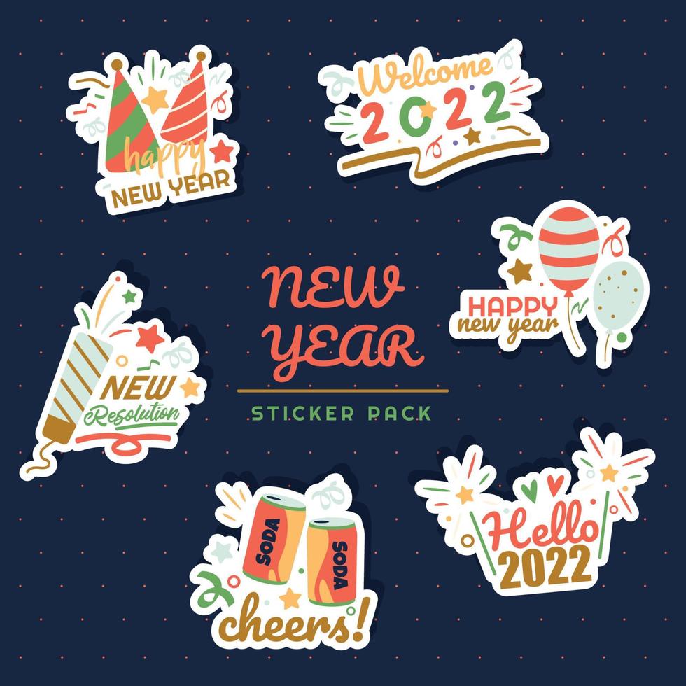 nieuwjaar stickerpakket vector