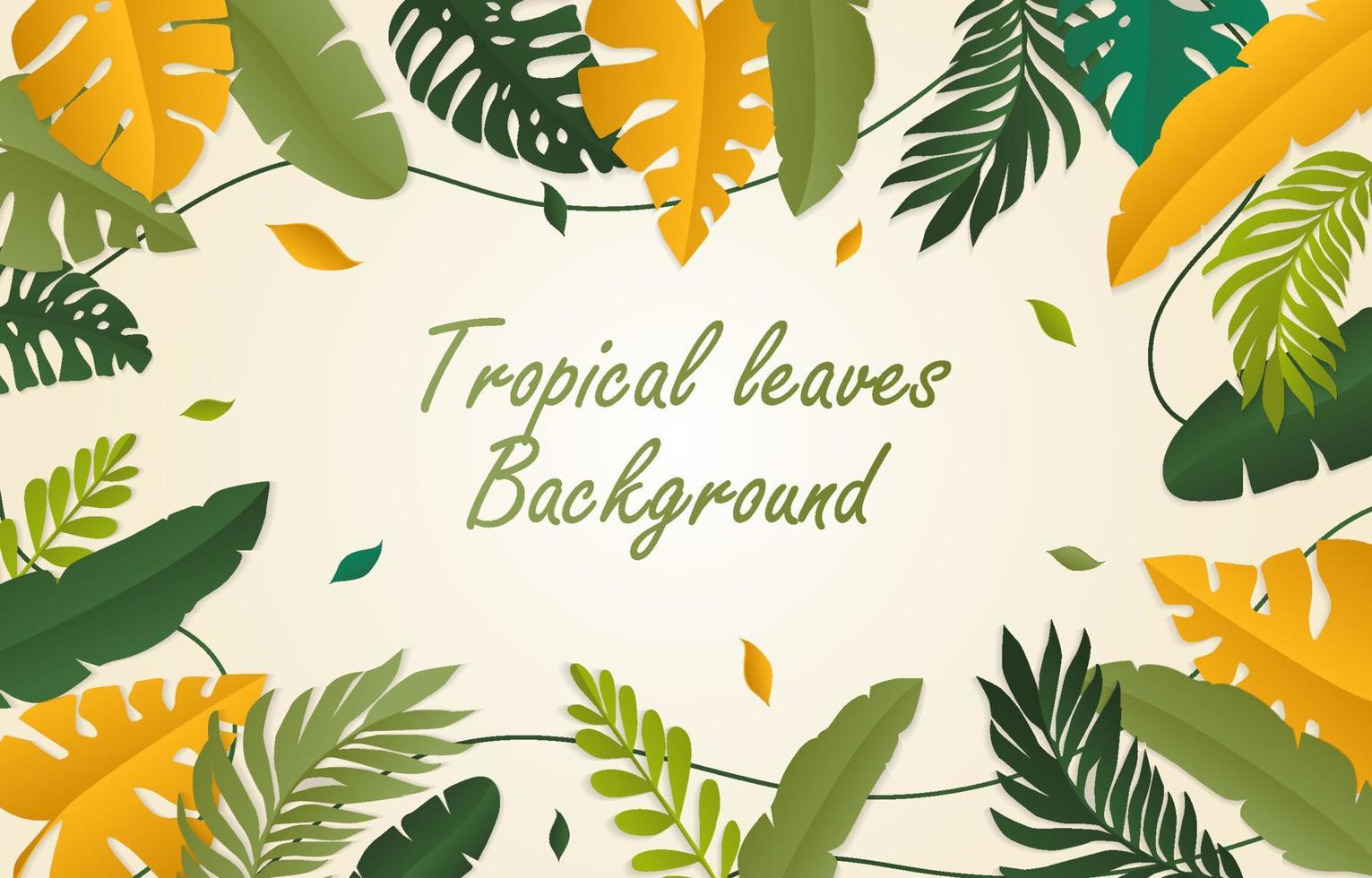 gradiënt tropische platte achtergrond muurschildering verschillende bladeren vector