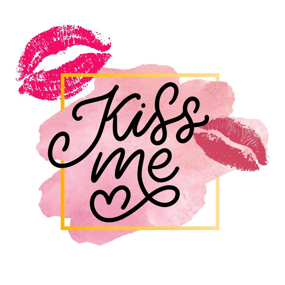 kus me hand belettering schaalbare en bewerkbare vectorillustratie lippen vector