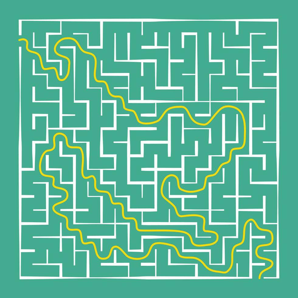 complex doolhof puzzel spel voor kinderen, plein labyrint met dik lijnen en dun lijnen, vector illustratie