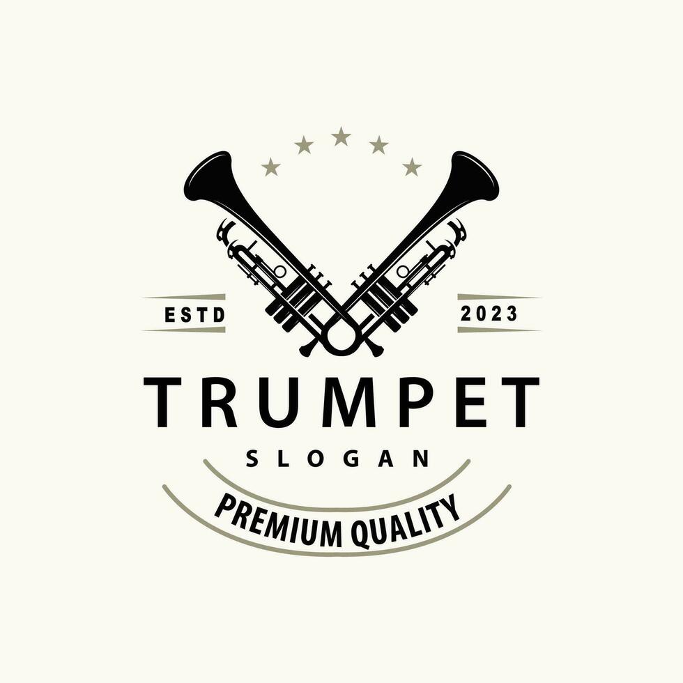 gemakkelijk merk silhouet ontwerp messing musical instrument trompet, klassiek jazz- trompet logo vector