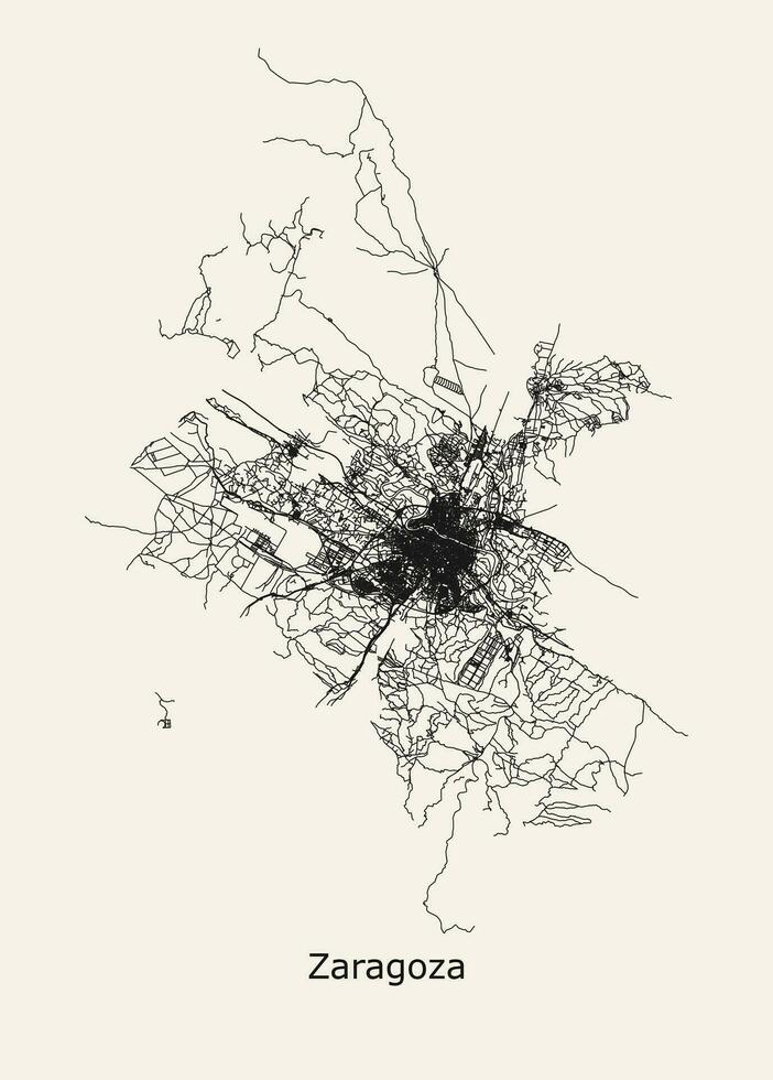 vector stad weg kaart van Zaragoza, Spanje