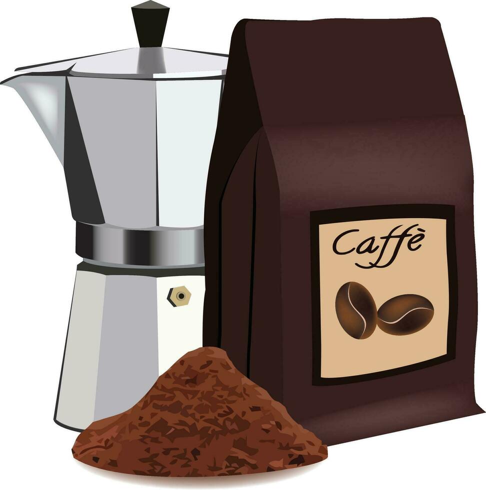koffie maker met koffie zak vector