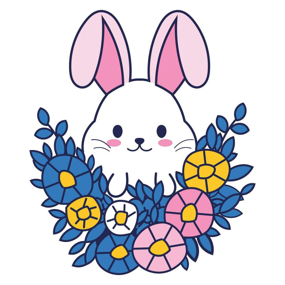 vector van schattig konijnen tussen bloemen