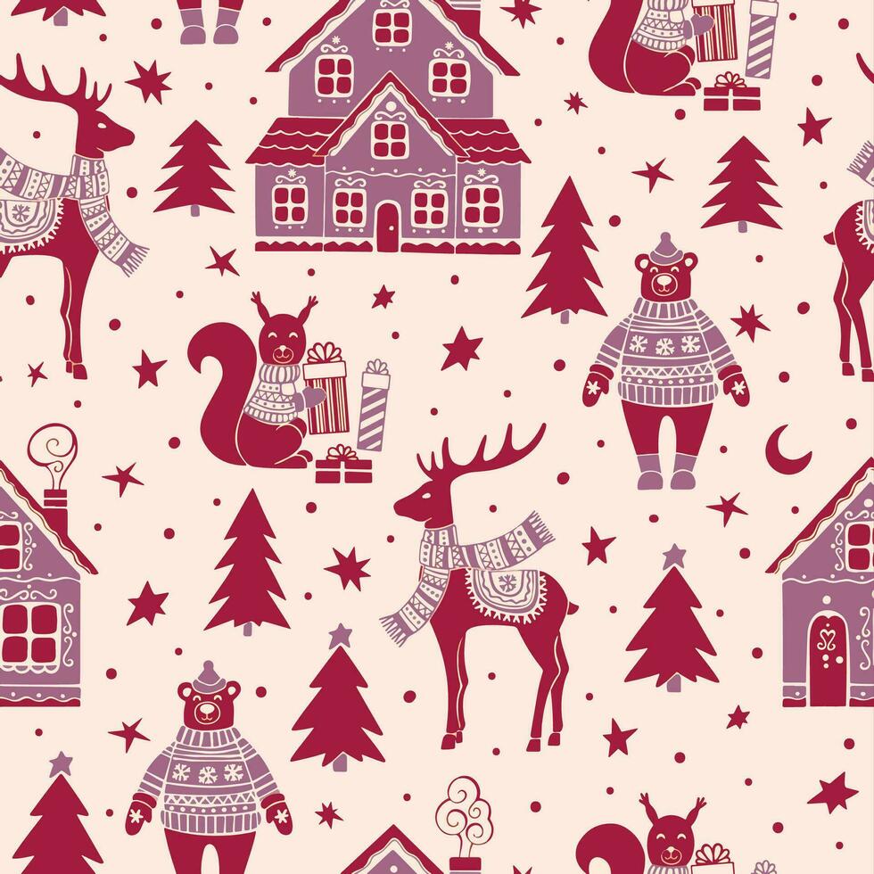 naadloos patroon vrolijk Kerstmis illustratie ontwerp vector