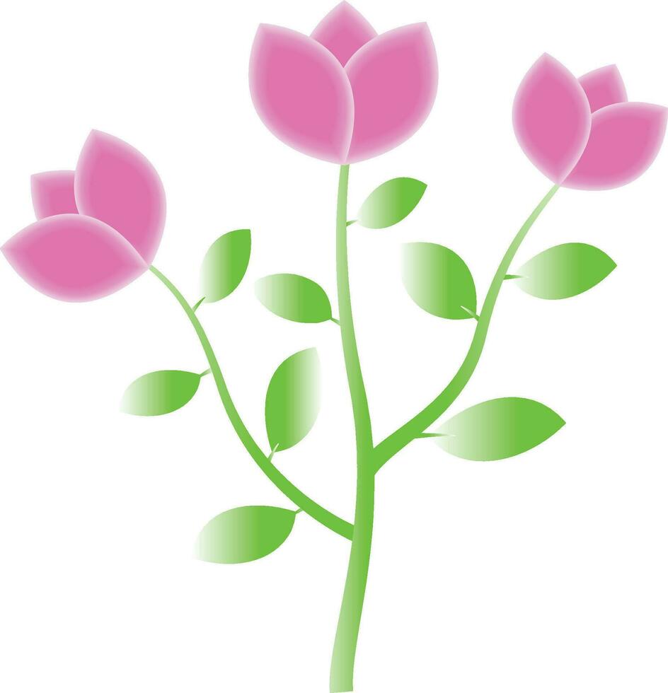 roze bloemen klem kunst met groen blad boom tak, roze bloemen icoon over- wit achtergrond. kleurrijk ontwerp. vector illustratie