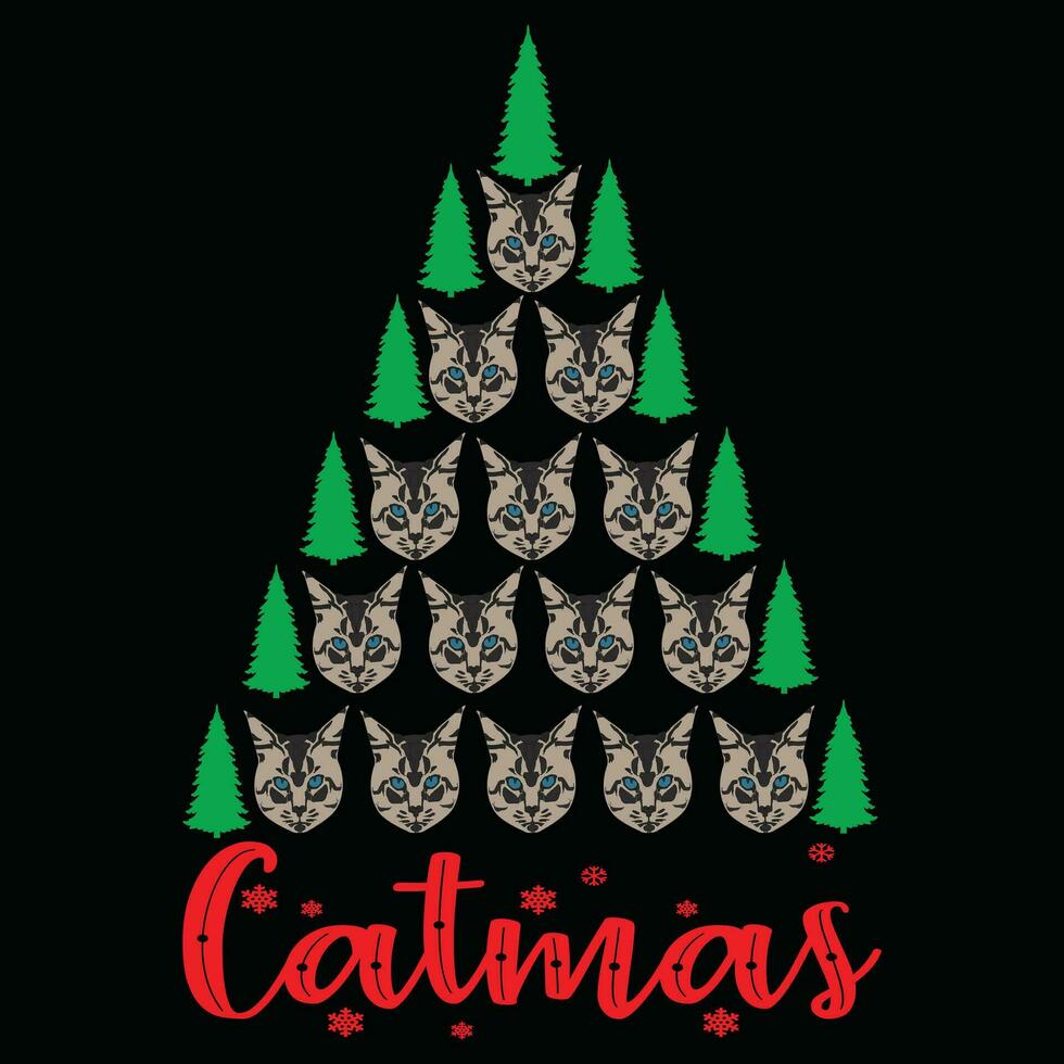 vrolijk Kerstmis boom miauw vrolijk catmas vector