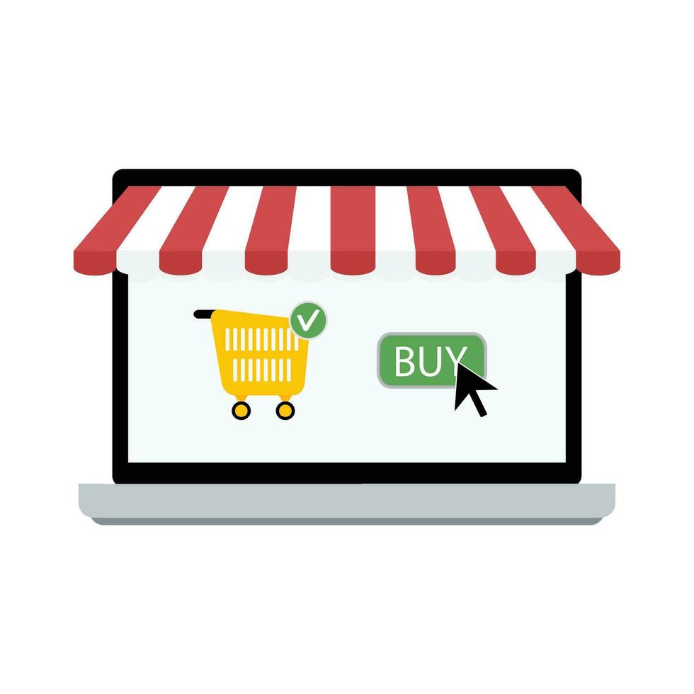 online kopen op te slaan. e-commerce en klant scherm voor inkoop, vector illustratie