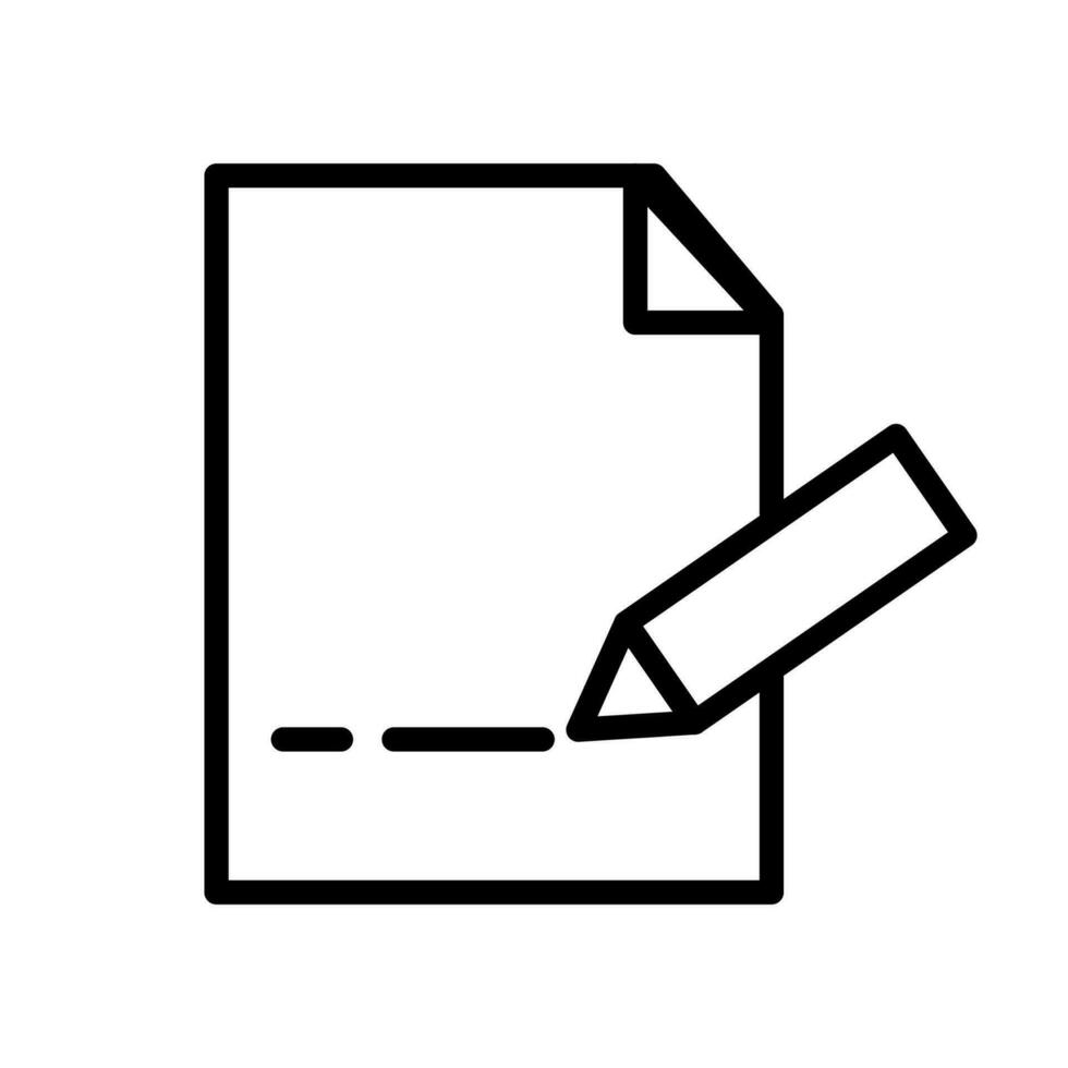 vector lijn icoon pen schrijven document met pen vertegenwoordigt de schrijven Aan papier. illustratie bedrijf teken shows de symbool voor kantoor. onderwijs element Aan wit achtergrond tekening gereedschap voor onderwijs.