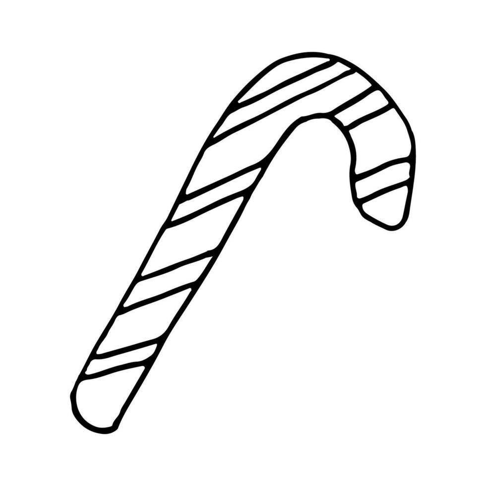 lijn tekening gestreept snoep riet geïsoleerd Aan wit achtergrond. vector illustratie in tekening stijl