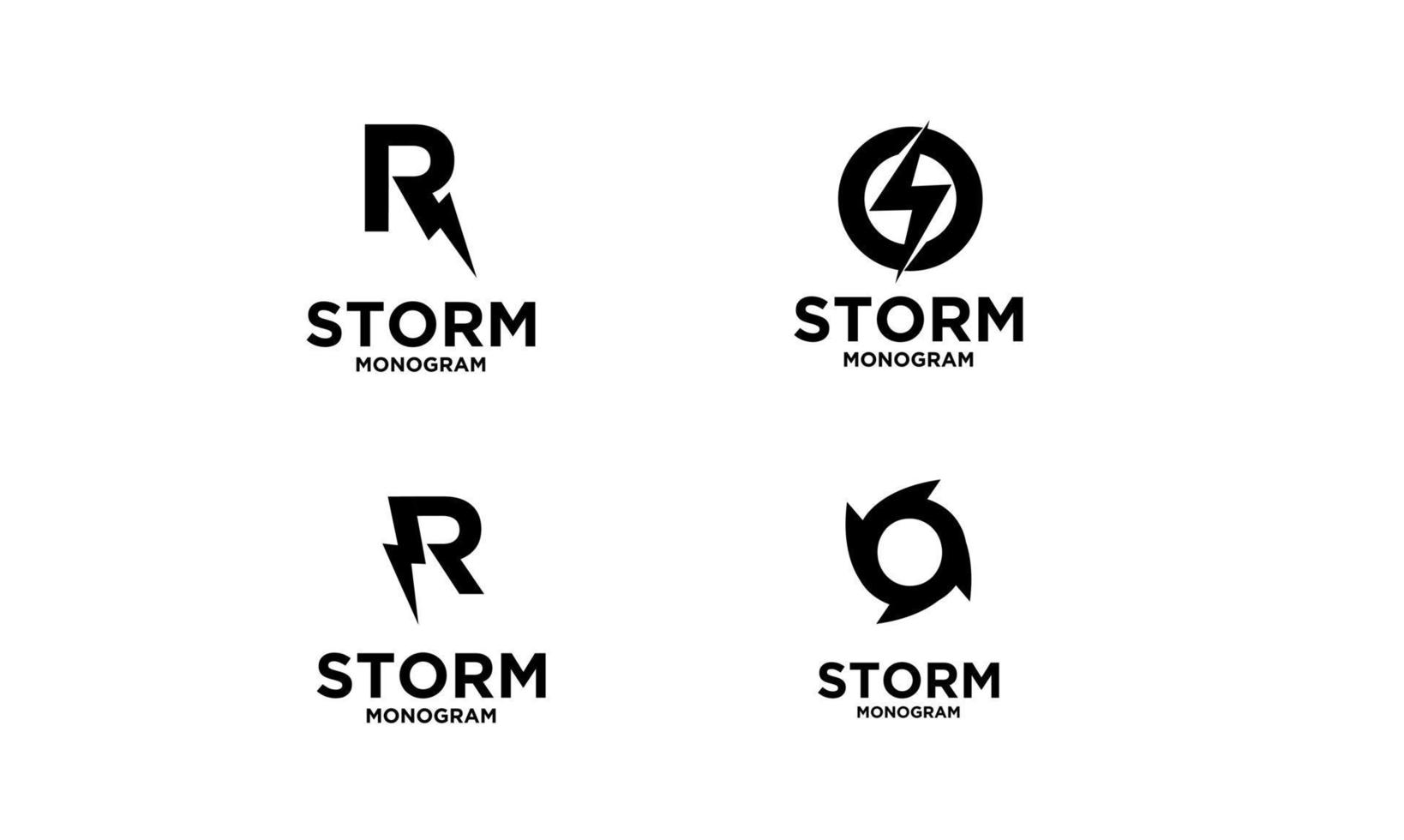 set collectie storm met beginletter vector logo pictogram illustratie ontwerp