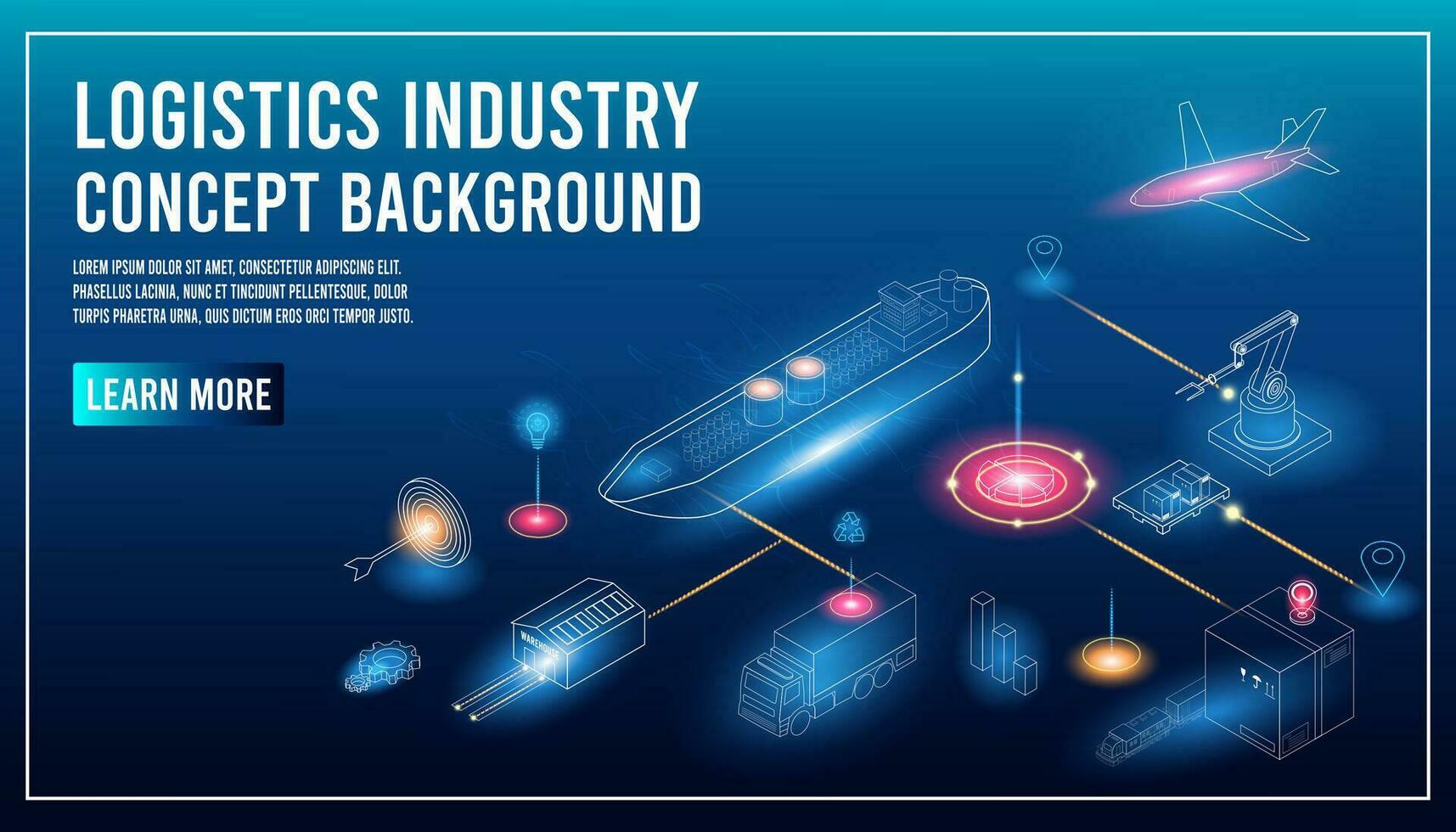 modern globaal logistiek onderhoud concept met exporteren, importeren, magazijn bedrijf en vervoer. vector illustratie eps10