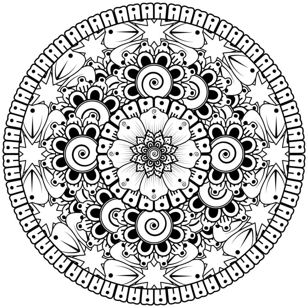 cirkelvormig patroon in de vorm van mandala met bloem voor henna, mehndi, tatoeage, decoratie. vector