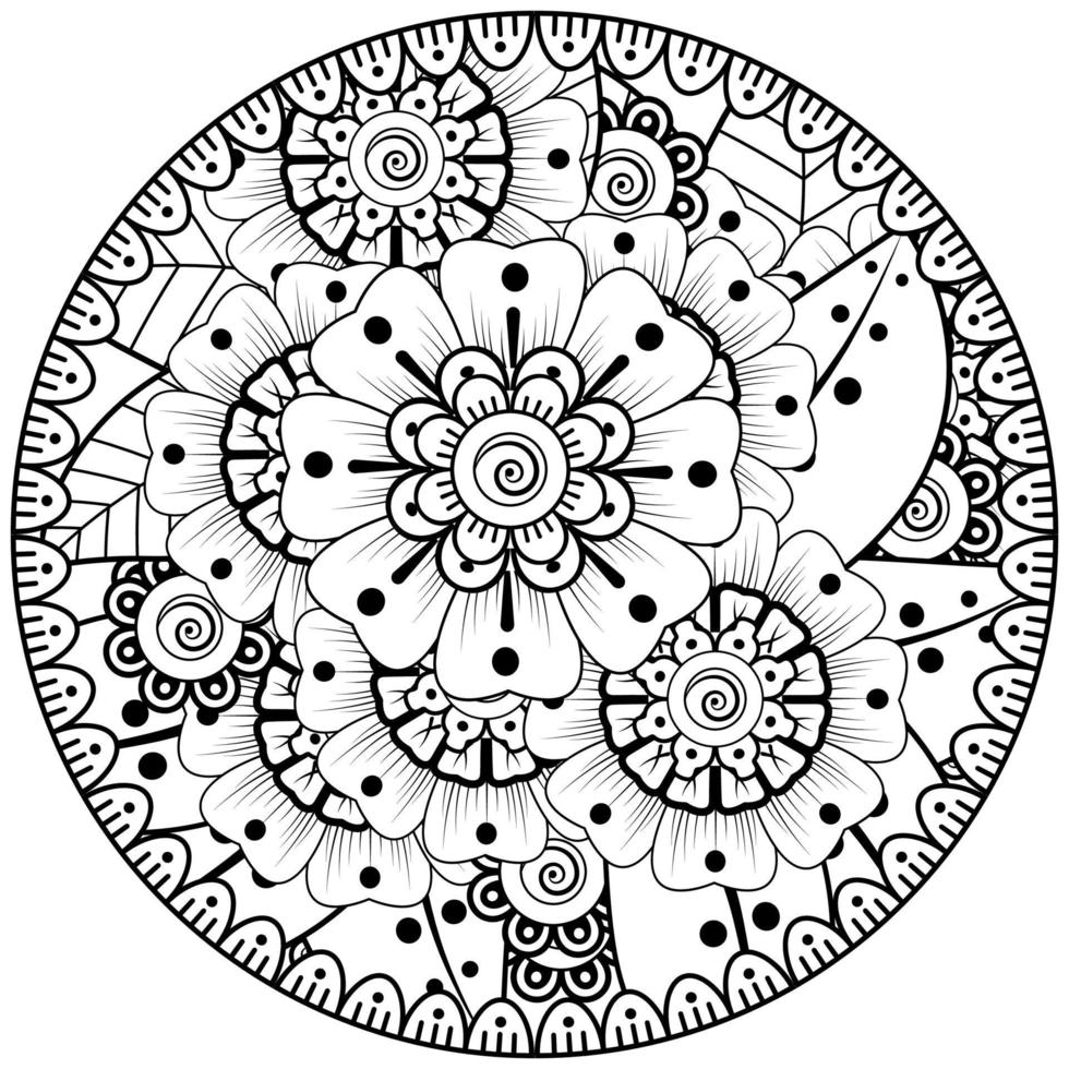 cirkelvormig patroon in de vorm van mandala met bloem voor henna, mehndi, tatoeage, decoratie. vector