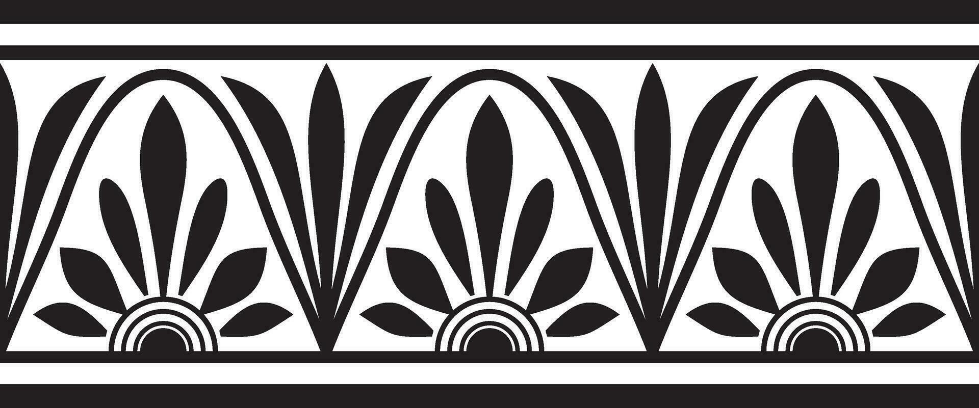 vector monochroom zwart naadloos klassiek Grieks meander ornament. patroon van oude Griekenland. grens, kader van de Romeins rijk