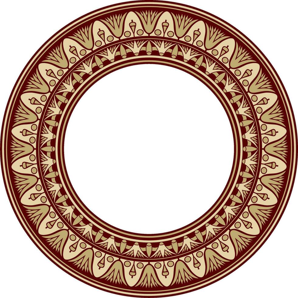 vector ronde gouden met rood Egyptische ornament. eindeloos cirkel grens, oude Egypte kader