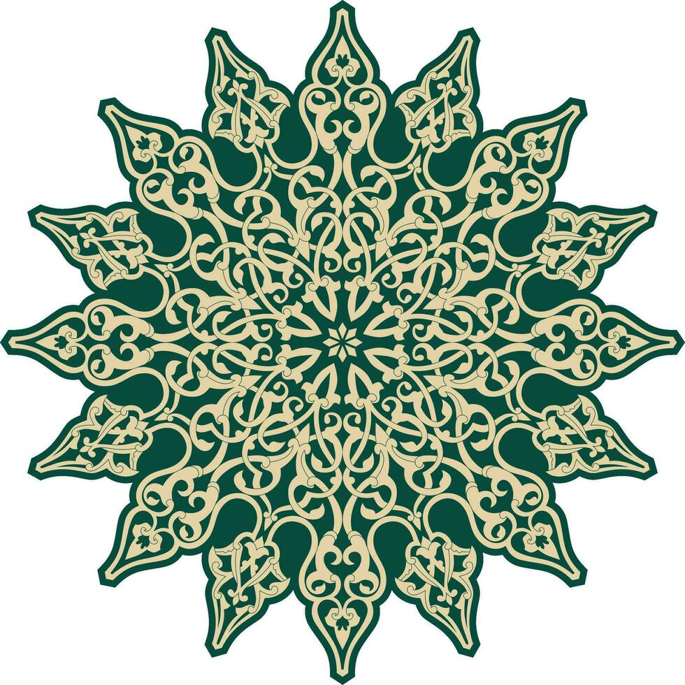 vector gouden en groen ronde Turks ornament. eindeloos poef nationaal cirkel