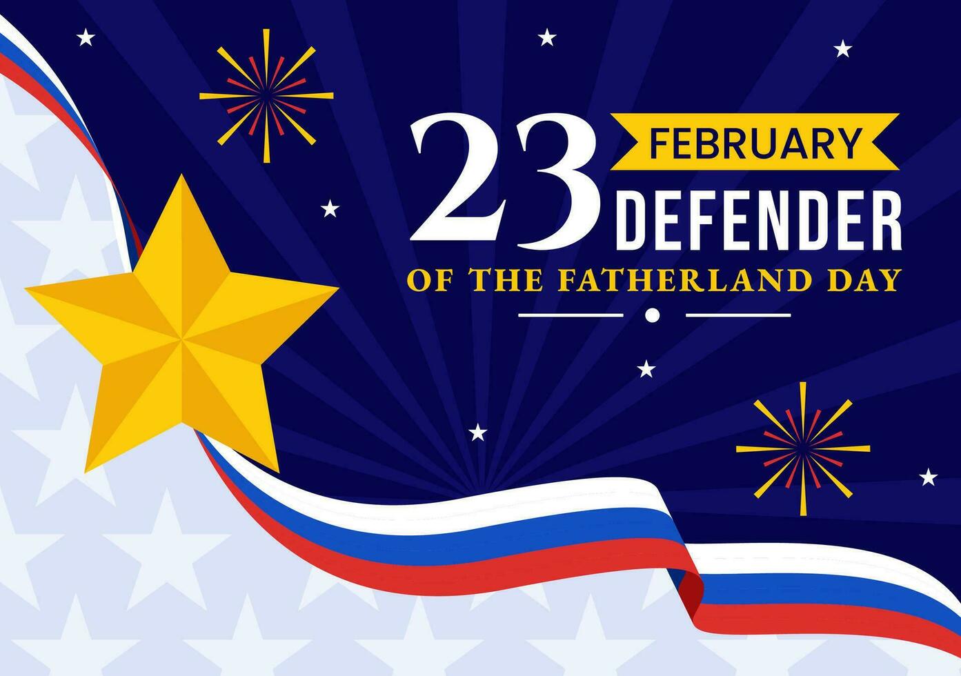 verdediger van de vaderland dag vector illustratie Aan 23 februari met Russisch vlag en ster in nationaal vakantie van Rusland vlak tekenfilm achtergrond