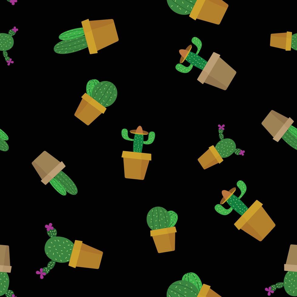 schattige cactus naadloze patroon achtergrond. vector illustratie