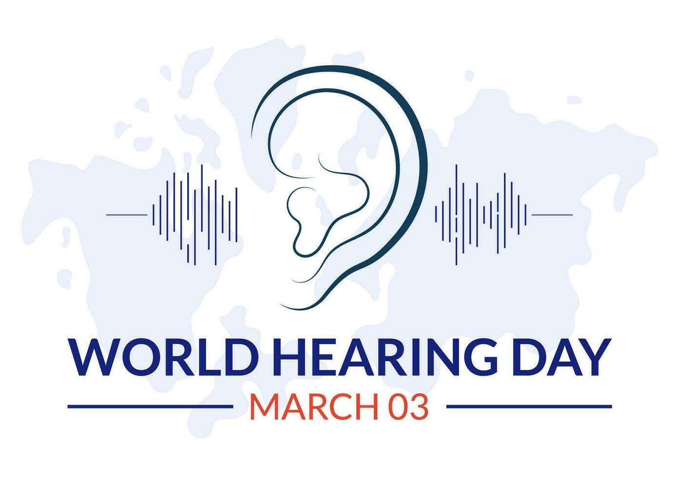 wereld horen dag vector illustratie Aan 3 maart naar verhogen bewustzijn Aan hoe naar voorkomen doofheid en oor behandeling in vlak gezondheidszorg achtergrond