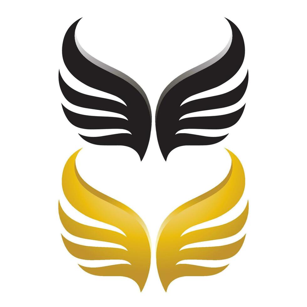 Vleugels goud en zwart vogel logo vector illustratie sjabloon