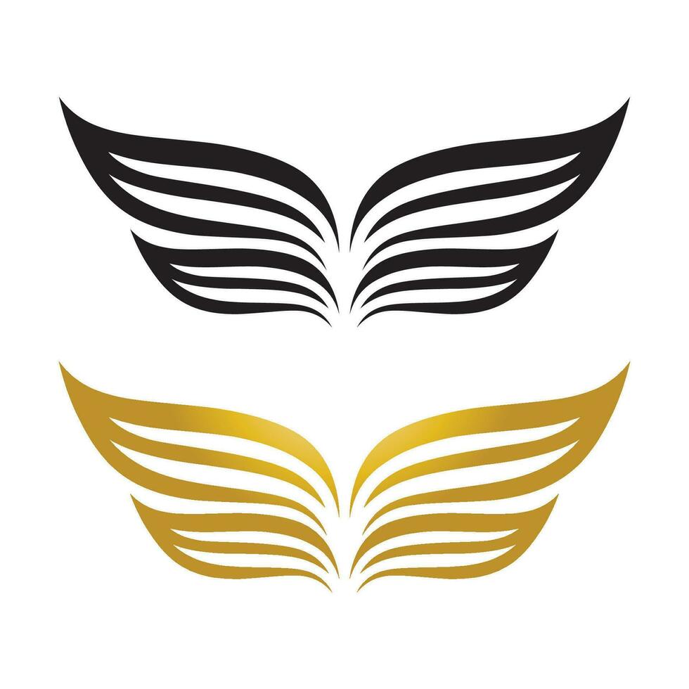 Vleugels goud en zwart vogel logo vector illustratie sjabloon