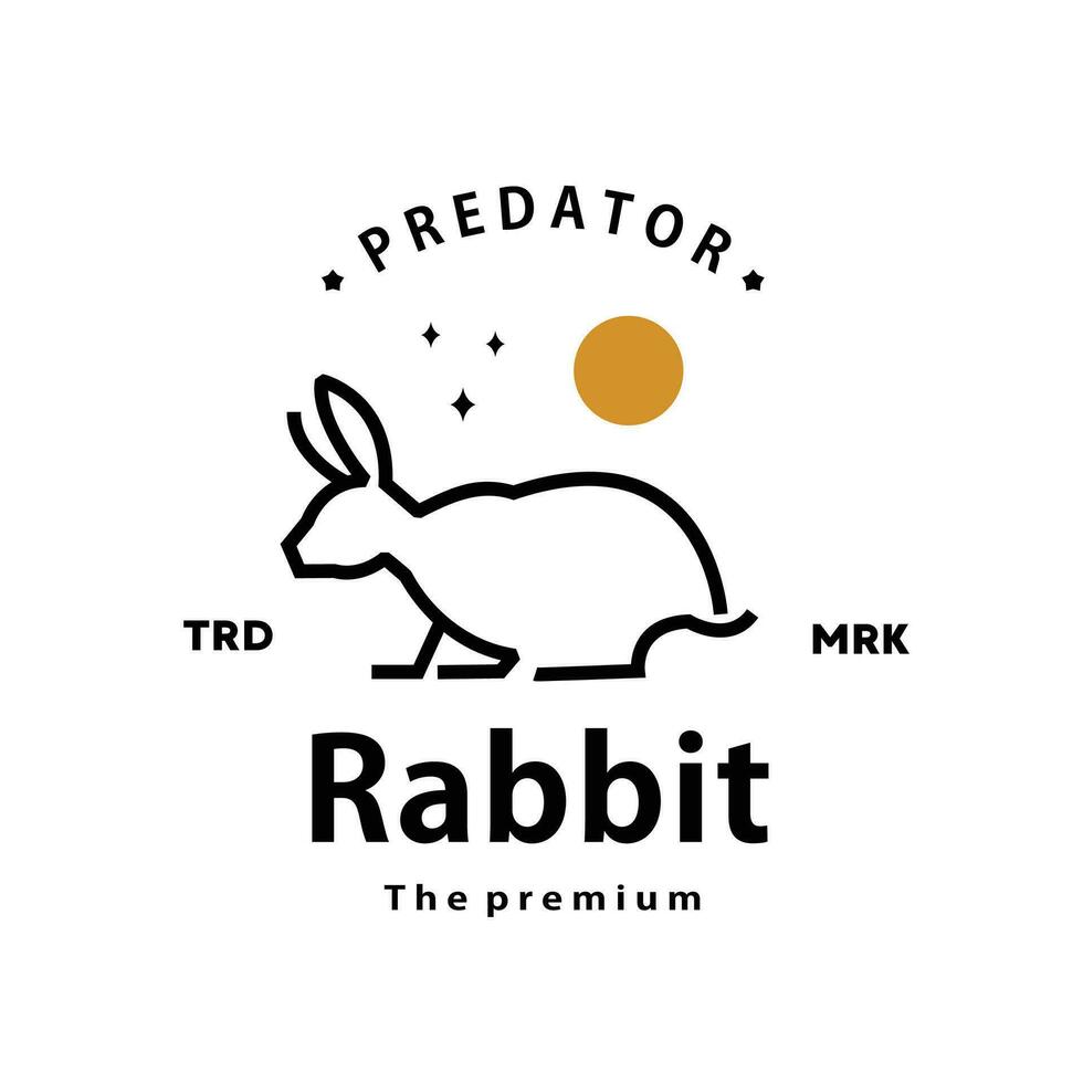 wijnoogst retro hipster konijn logo vector schets monoline kunst icoon