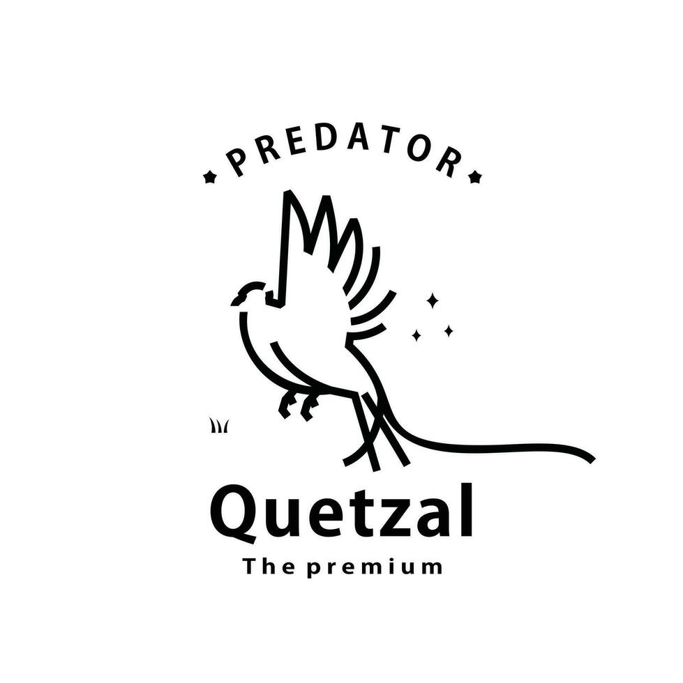 wijnoogst retro hipster quetzal logo vector schets monoline kunst icoon