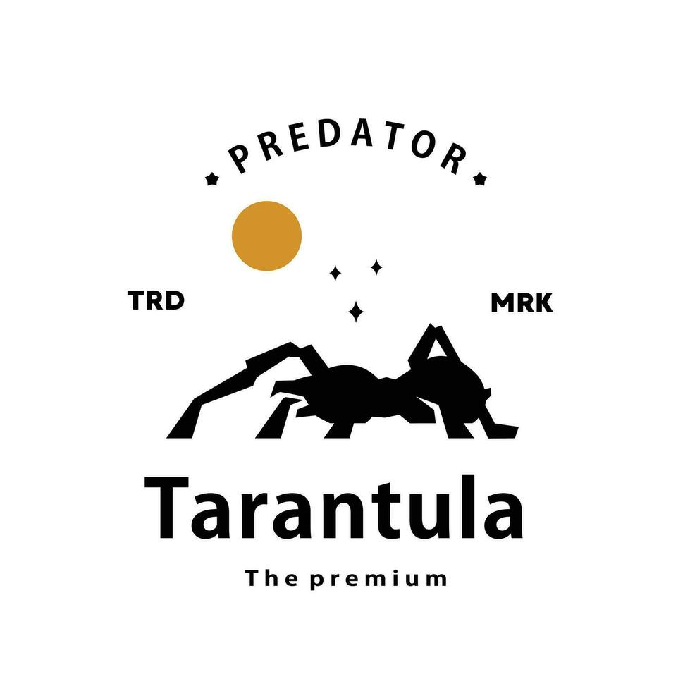 wijnoogst retro hipster tarantula logo vector schets silhouet kunst icoon