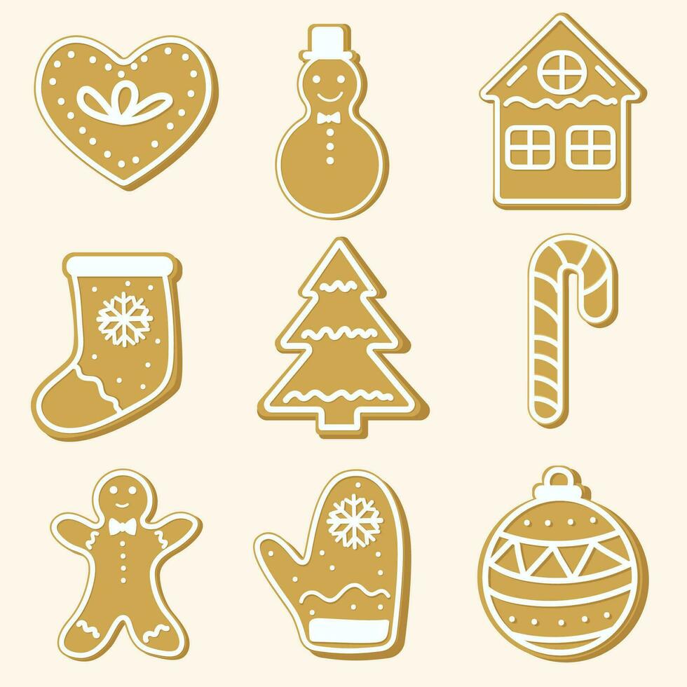 reeks van Kerstmis koekjes. vector pictogrammen geïsoleerd Aan wit achtergrond. schattig stijl