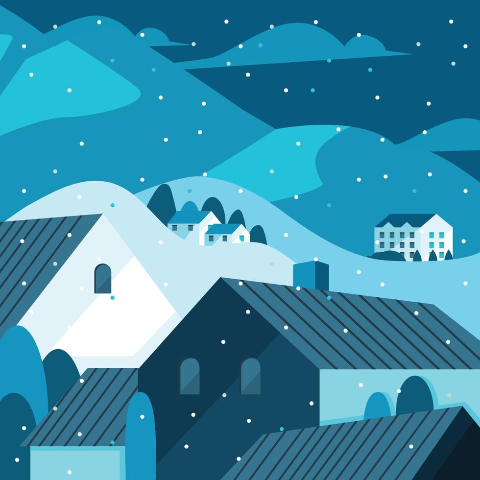 huizen in de winter besneeuwde dag concept vector