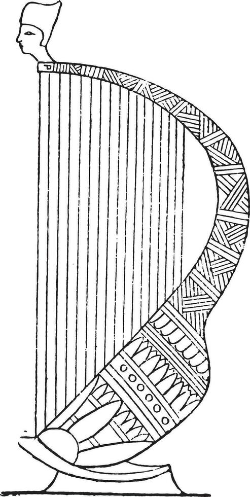 harp versierd, wijnoogst gravure. vector