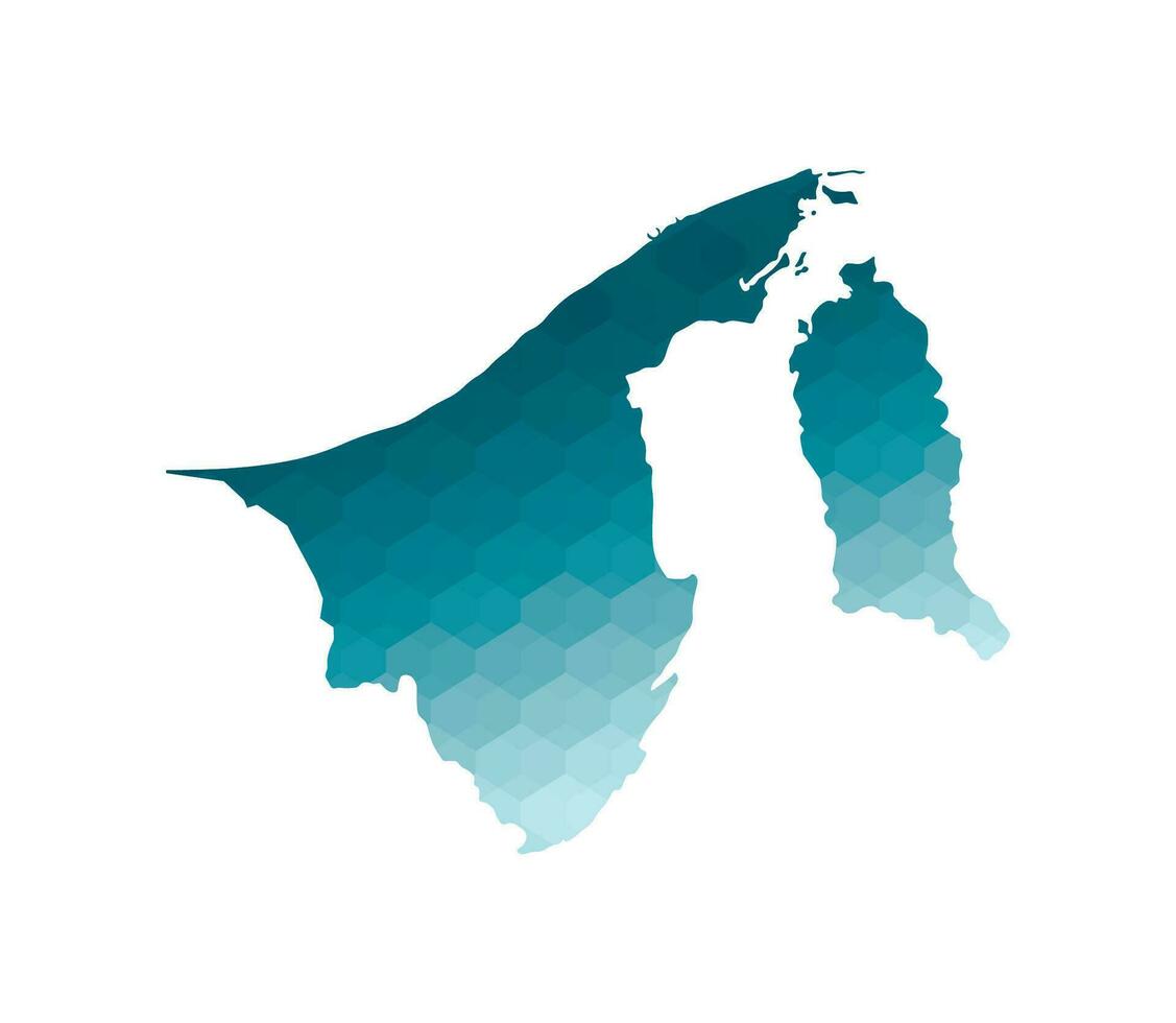 vector geïsoleerd illustratie icoon met vereenvoudigd blauw silhouet van Brunei kaart. veelhoekige meetkundig stijl. wit achtergrond.