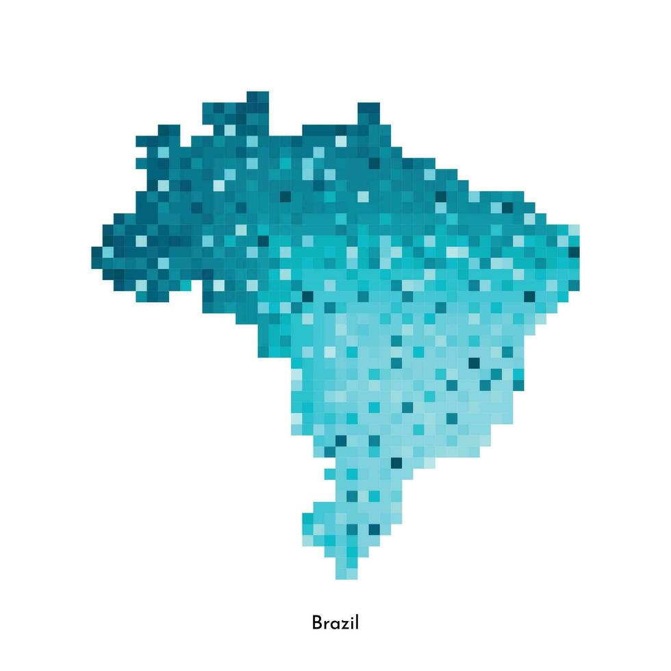 vector geïsoleerd meetkundig illustratie met vereenvoudigd ijzig blauw silhouet van Brazilië kaart. pixel kunst stijl voor nft sjabloon. stippel logo met helling structuur voor ontwerp Aan wit achtergrond