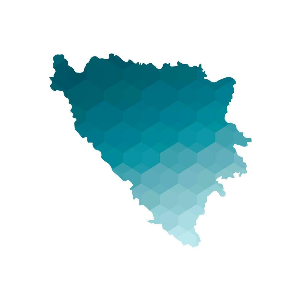 vector geïsoleerd illustratie icoon met vereenvoudigd blauw silhouet van Bosnië en herzegovina kaart. veelhoekige meetkundig stijl. wit achtergrond.