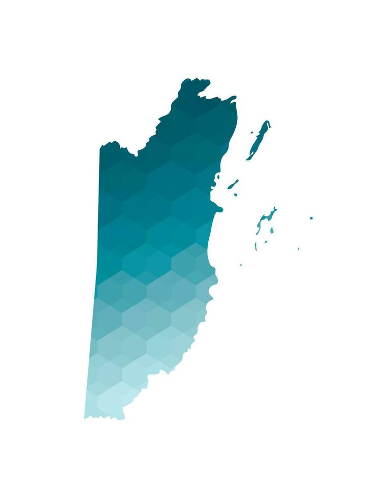vector geïsoleerd illustratie icoon met vereenvoudigd blauw silhouet van Belize kaart. veelhoekige meetkundig stijl. wit achtergrond.