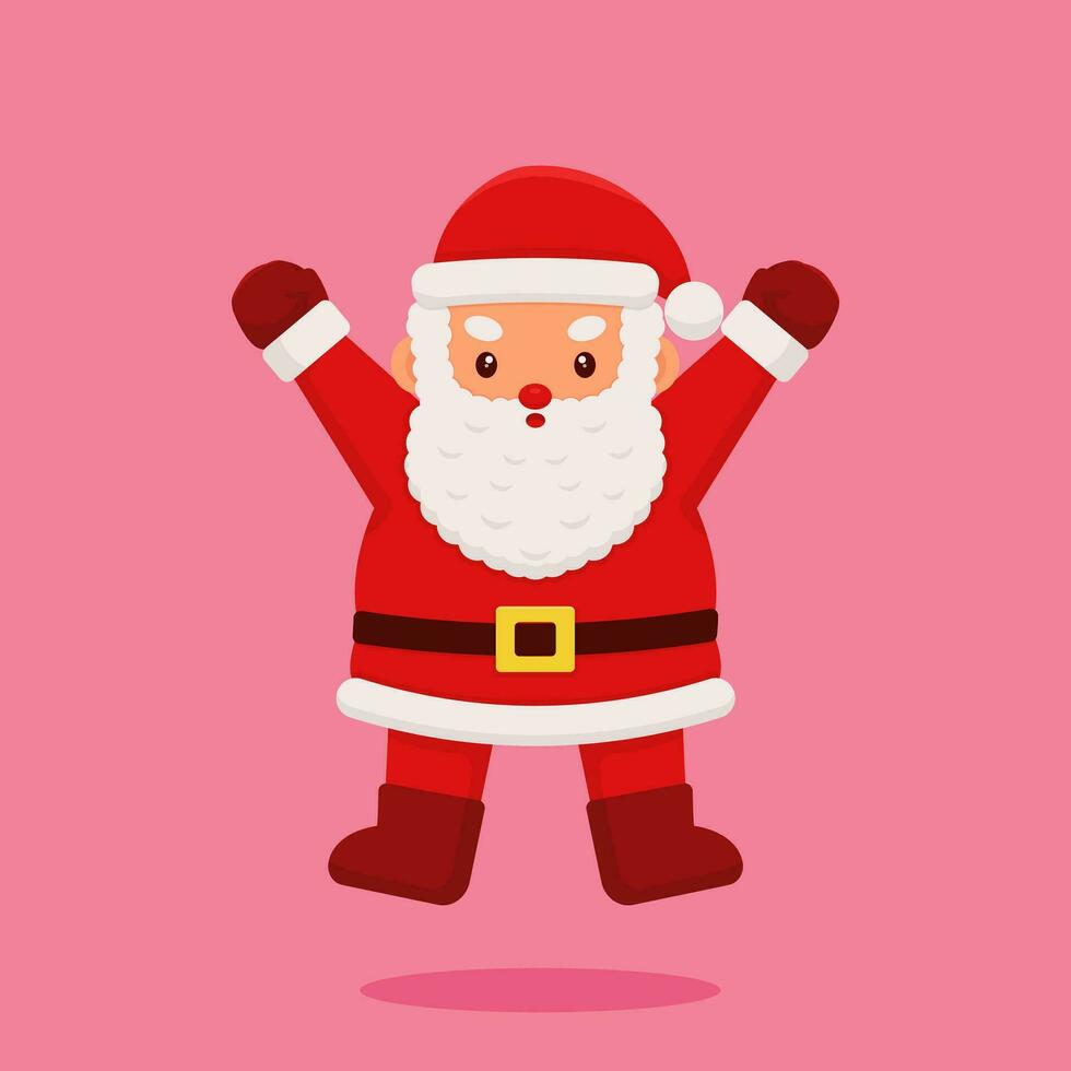 vector illustratie van de kerstman claus jumping met vreugde. Kerstmis ontwerp concept