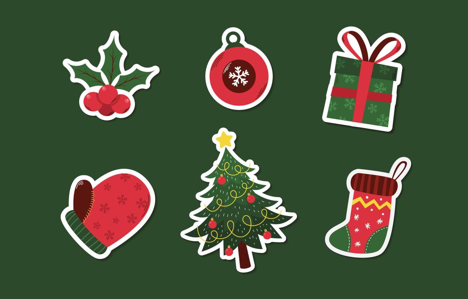 leuke stickercollectie voor kerstvoorwerpen vector