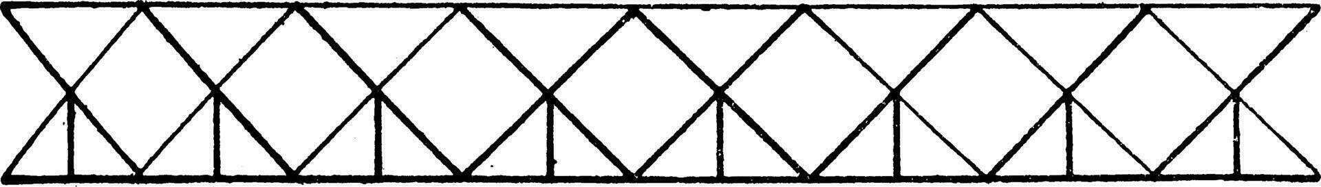 driehoekig systeem Bij Rechtsaf hoeken manier omlaag, wijnoogst gravure. vector