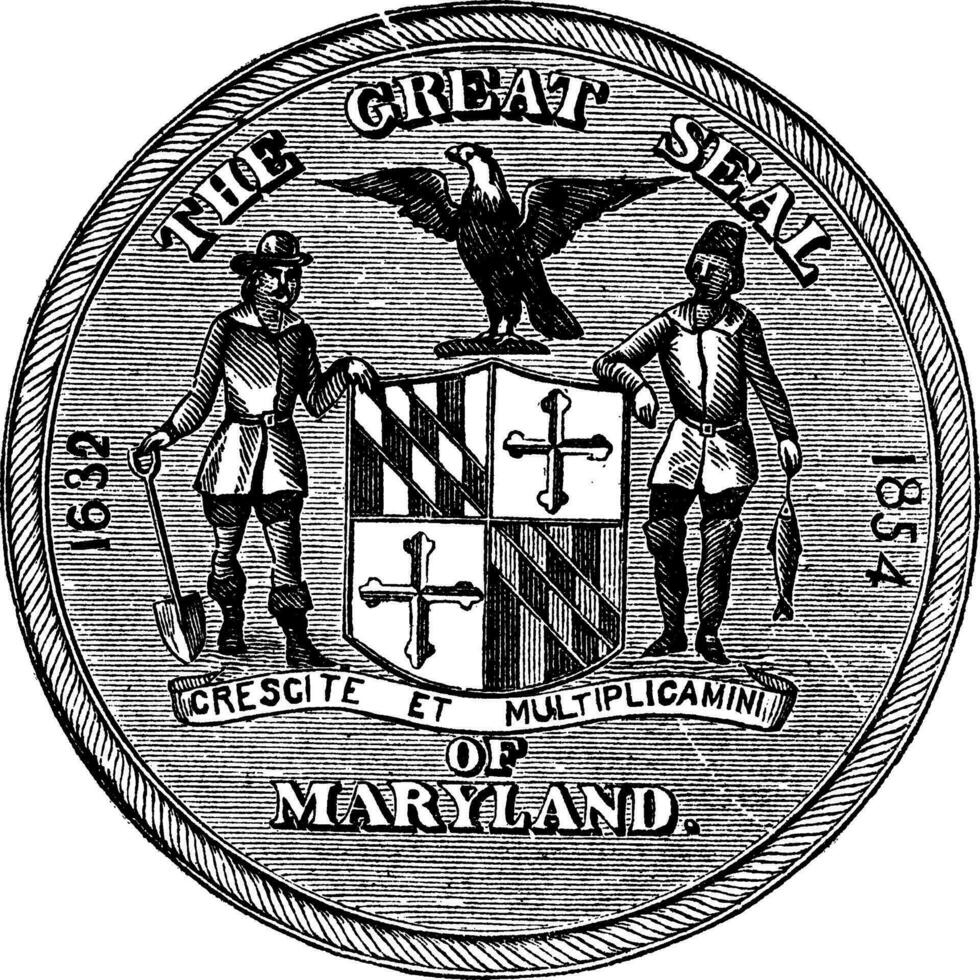 Super goed zegel van de staat van Maryland, Verenigde staten, wijnoogst gravure vector