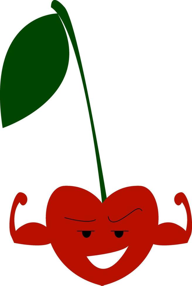 clip art van een rood kers met sterk armen vector of kleur illustratie