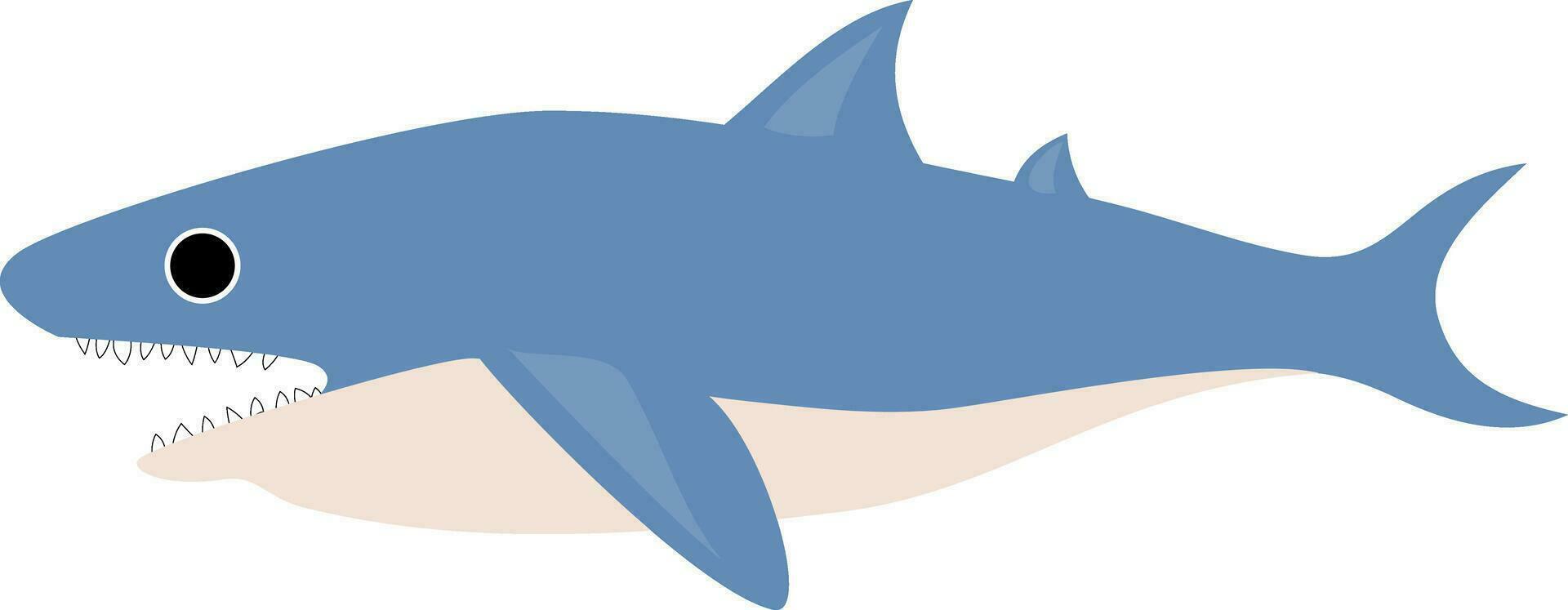 clip art van de haai met mond breed geopend terwijl zwemmen over- wit achtergrond, vector of kleur illustratie