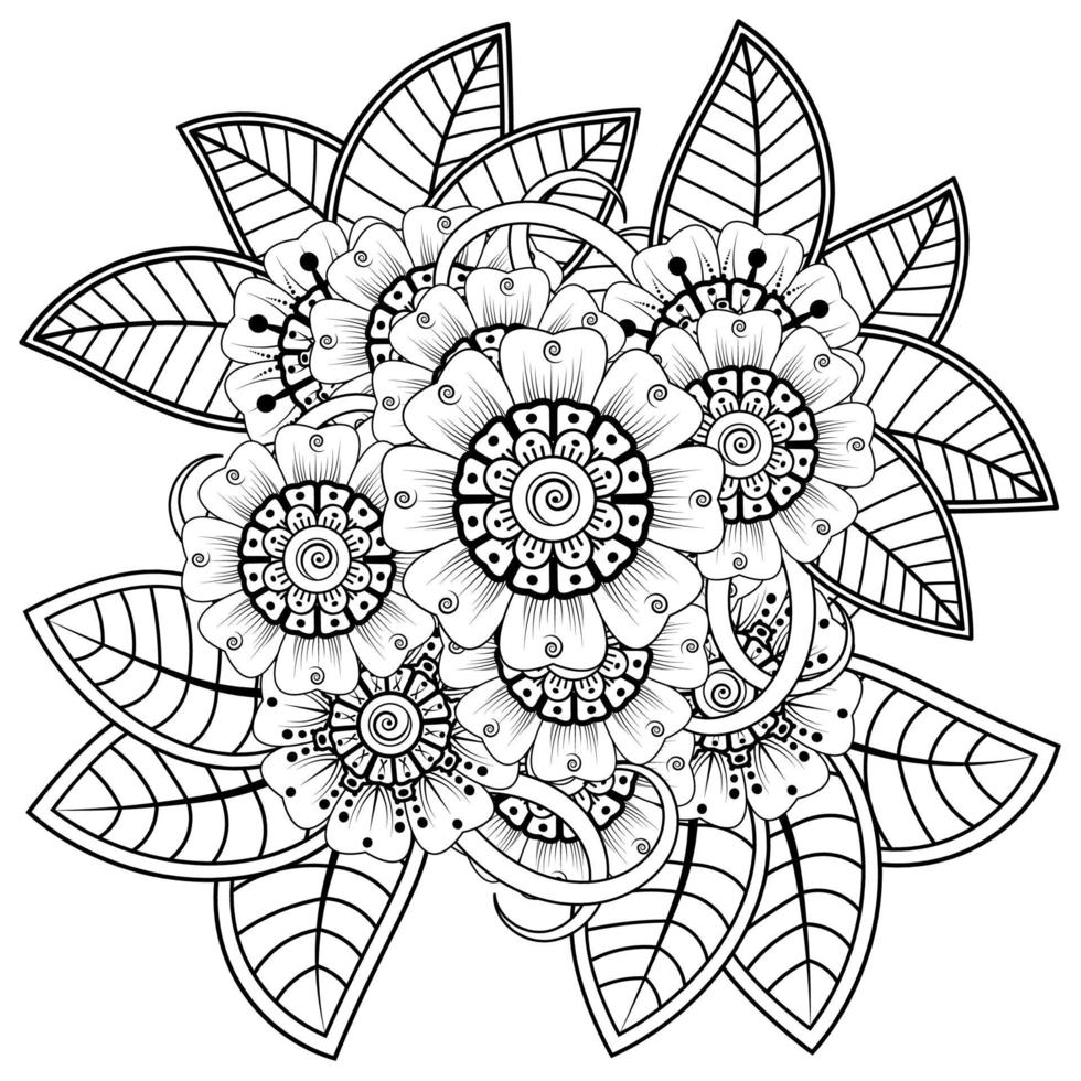 mehndi bloem decoratief ornament in etnische oosterse stijl, doodle sieraad, schets hand tekenen. kleurboek pagina. vector